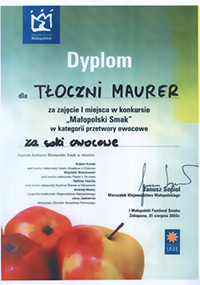dyplom dla zdowych soków od Maurera